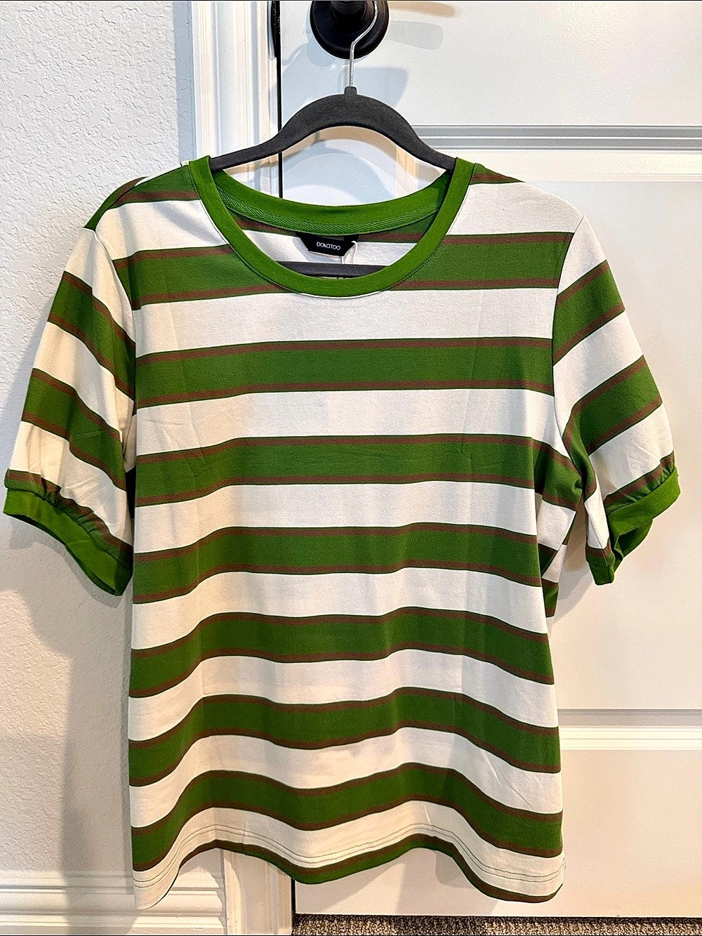 DOKOTOO Women's Striped Color Block Short Sleeve Crewneck T-Shirt Striped Color